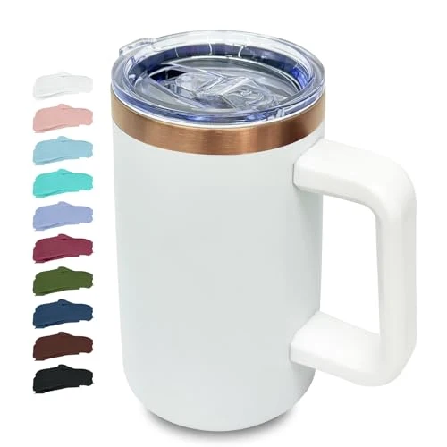 Selected 22oz Insulated Coffee Mug Bulk with Handle and Lid White Fast