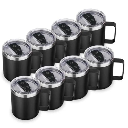 Powerful 14oz Insulated Stainless Steel Coffee Mug with Lid Bulk 8 Pack 8 Count First-Class