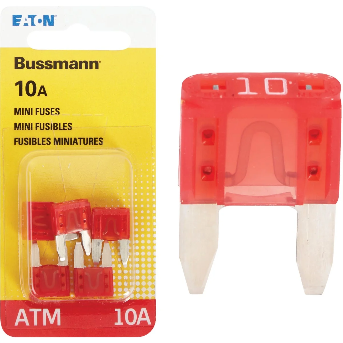 Flexible Bussmann 10-Amp 32-Volt ATM Blade Mini Automotive Fuse 5-Pack Original