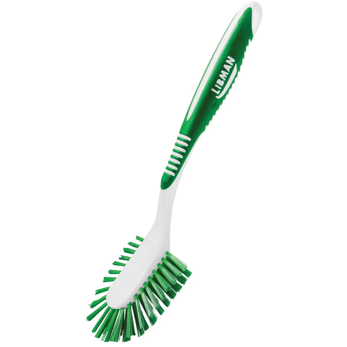 Detailed Libman Green White Polymer 8 In. Ergonomic Rubber Grip Dish Brush Relaxed