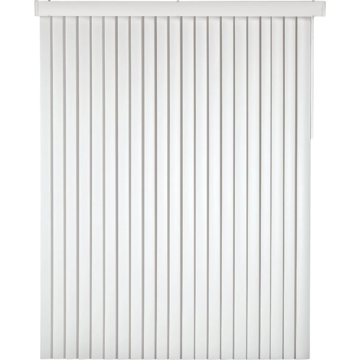 Easy-to-Use Home Impressions 66 In. x 84 In. x 3.5 In. White Vinyl Light Filtering Vertical Cordless Blind Durable