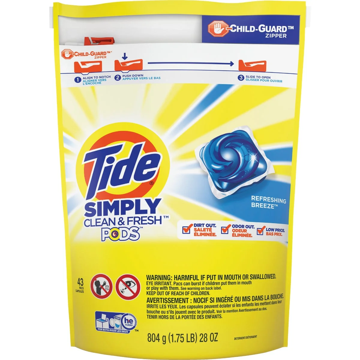 Comfortable Tide Simply Clean Fresh 28 Oz. 43 Load High Efficiency Pod Laundry Detergent Premium Material