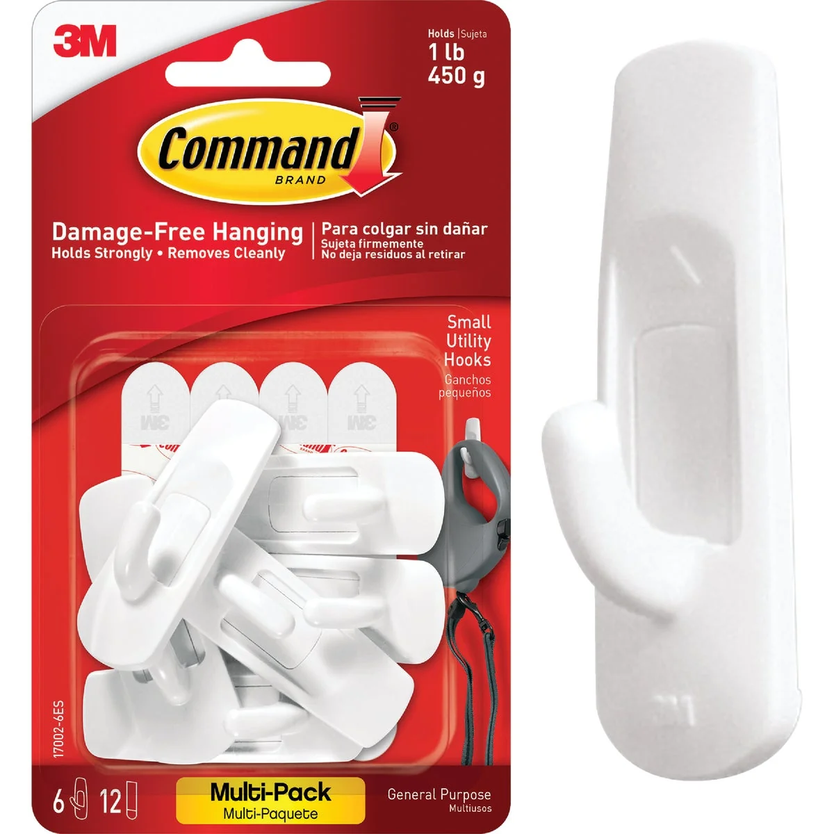Powerful 3M Command Small Utility Adhesive Hook 6-Pack Natural