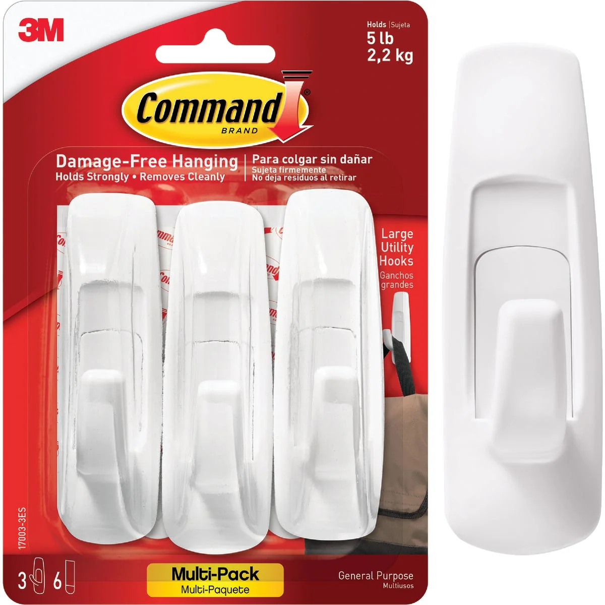 Certified 3M Command Large Utility Adhesive Hook 3-Pack Quality