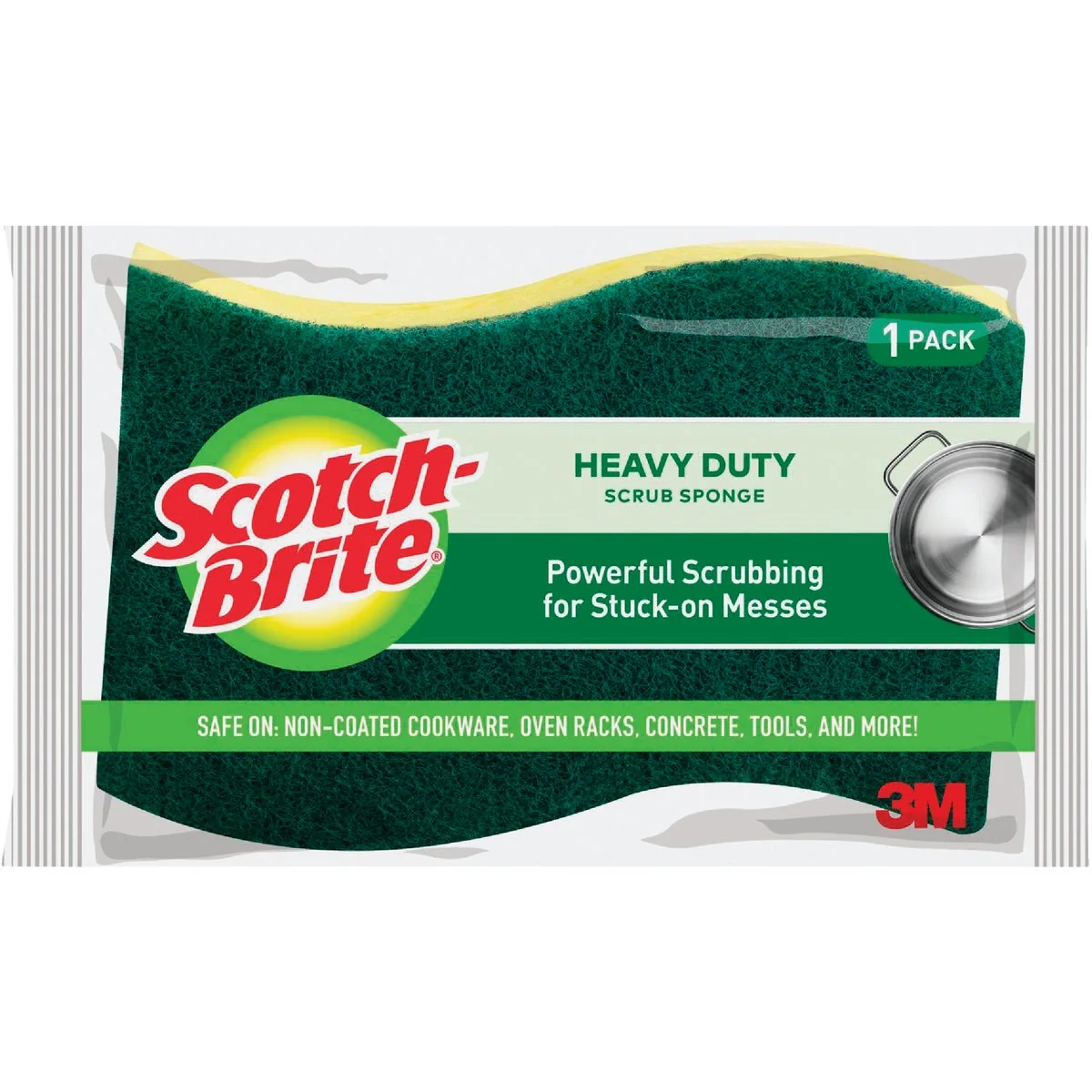 Breathable 3M Scotch-Brite 4.5 In. x 2.7 In. Green Heavy Duty Scrub Heavy Duty Sponge High-End