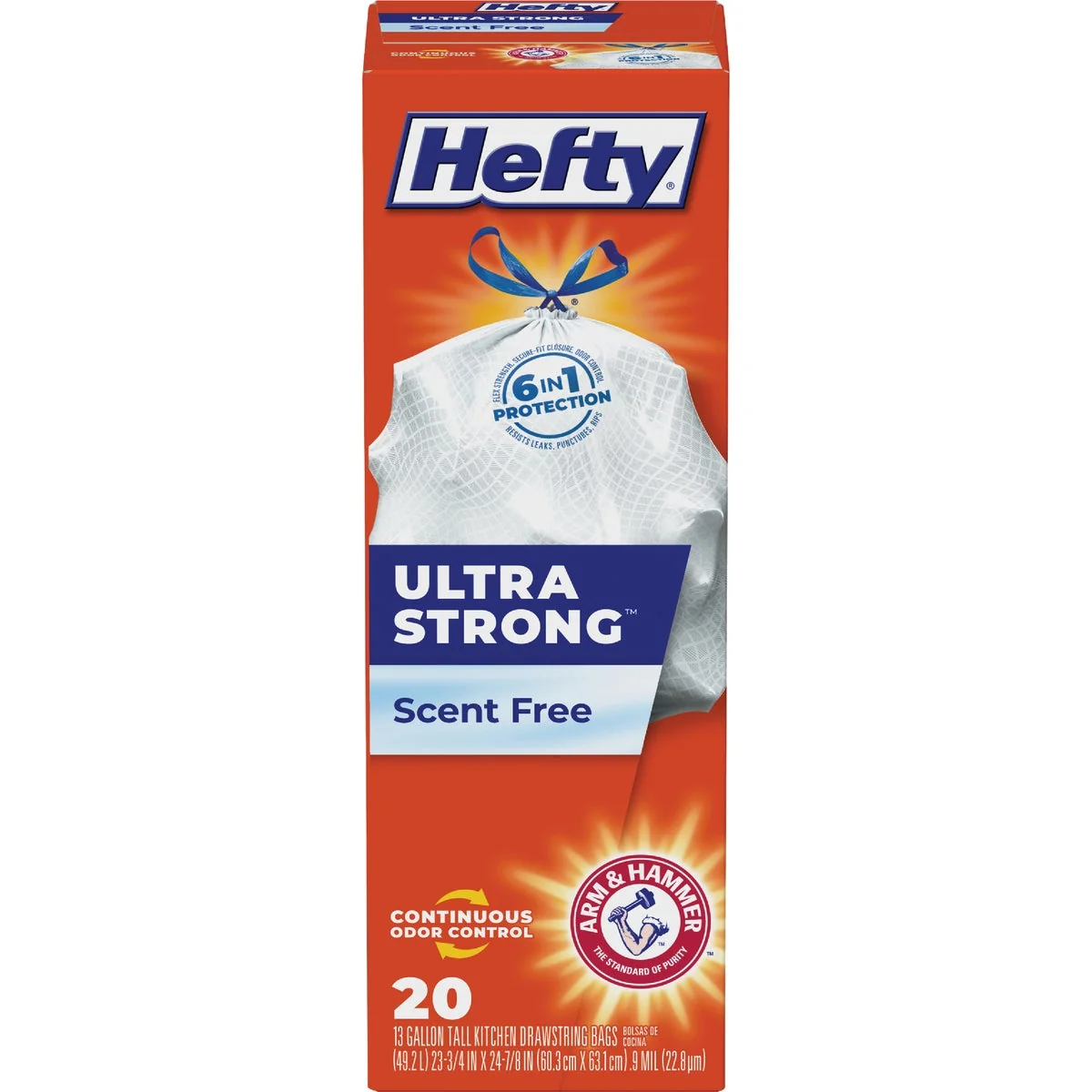 Official Hefty Ultra Strong 13 Gal. Tall Kitchen White Trash Bag 20-Count Detailed