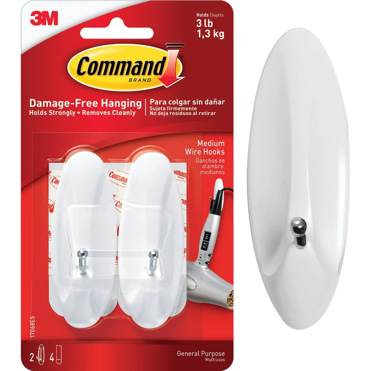 Optimized Command 1-1 8 In. x 3-1 8 In. Wire Adhesive Hook 2 Pack Organic