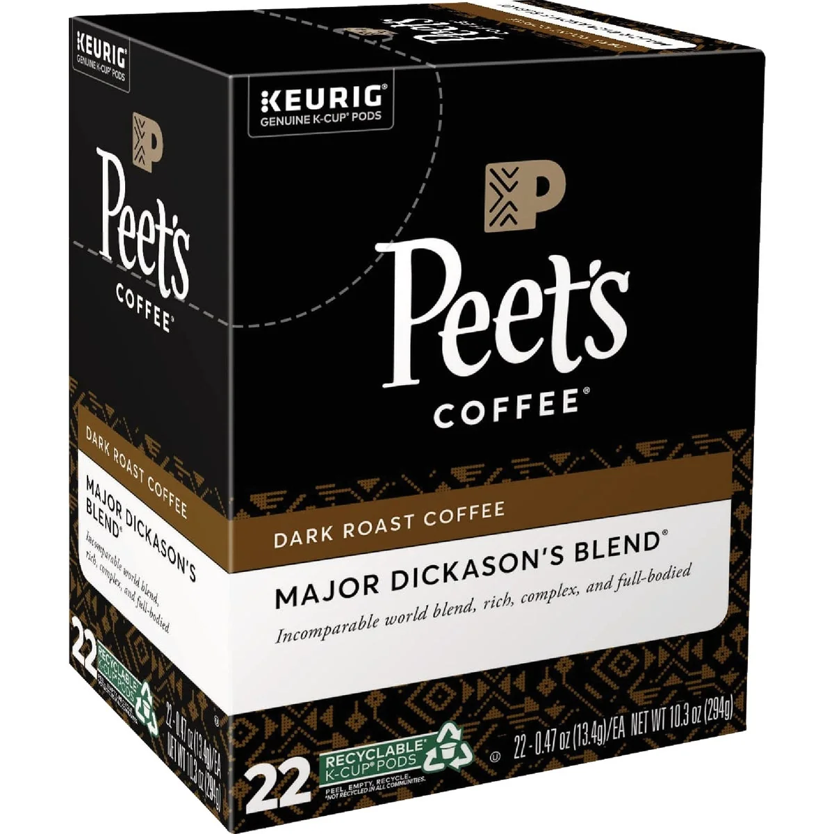 Green Keurig Peet's Coffee Major Dickason's Blend K-Cup 22-Pack Safe