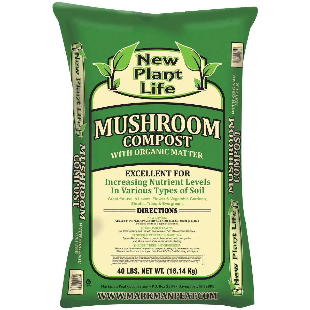 Pure New Plant Life 40 Lb. Mushroom Compost Natural