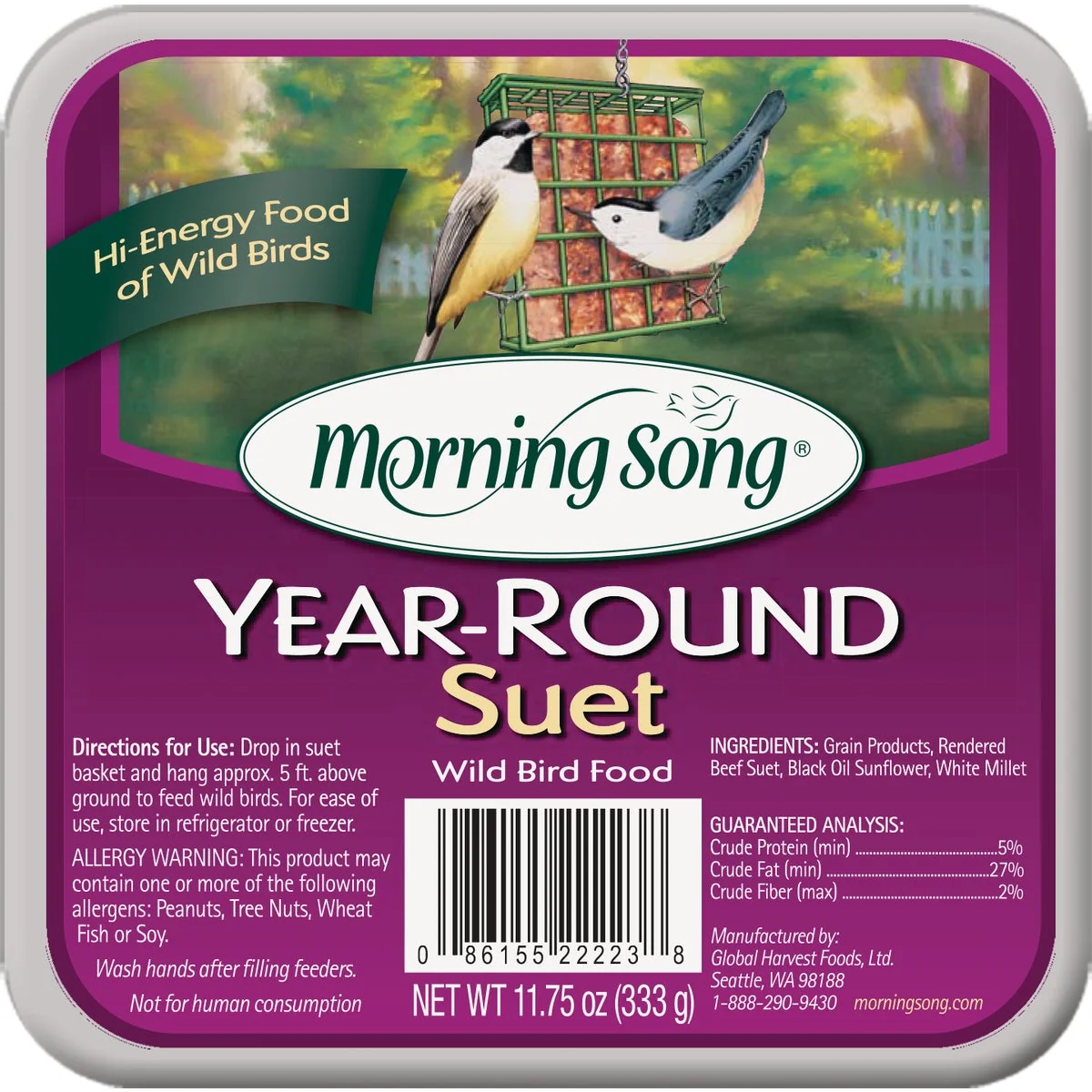 Smart Morning Song 11.75 Oz. Year Round High Energy Suet Recyclable