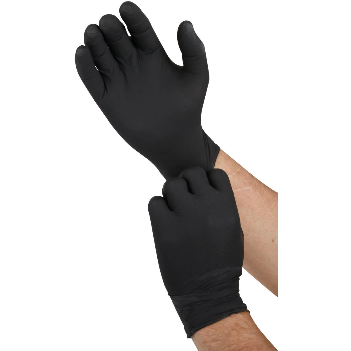 Refined Grippaz Large Black Nitrile Fish Scale Texture Disposable Gloves 50-Pack Prestigious