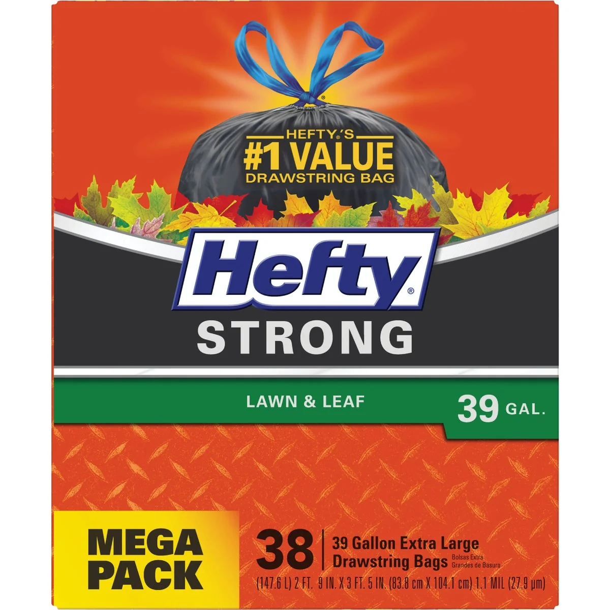 Prestigious Hefty 39 Gal. Black Extra Strong Lawn Leaf Bag 38-Count Fine Crafted