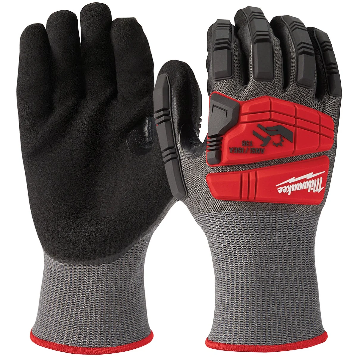 High-Grade Milwaukee Impact Cut Level 5 Unisex Medium Nitrile Dipped Work Gloves Solid