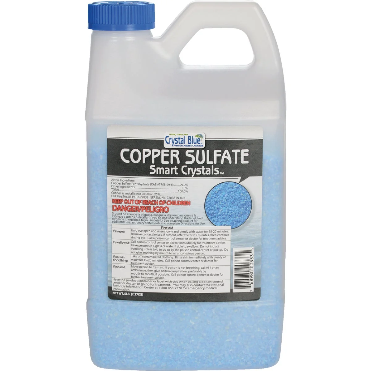 Green Crystal Blue 5 Lb. Copper Sulfate Smart Crystals 1-Acre Coverage Area Moss Algae Killer Premium