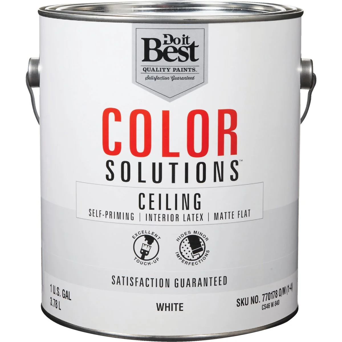 Pure Do it Color Solutions Latex Self-Priming Flat Ceiling Paint White 1 Gal. Contemporary