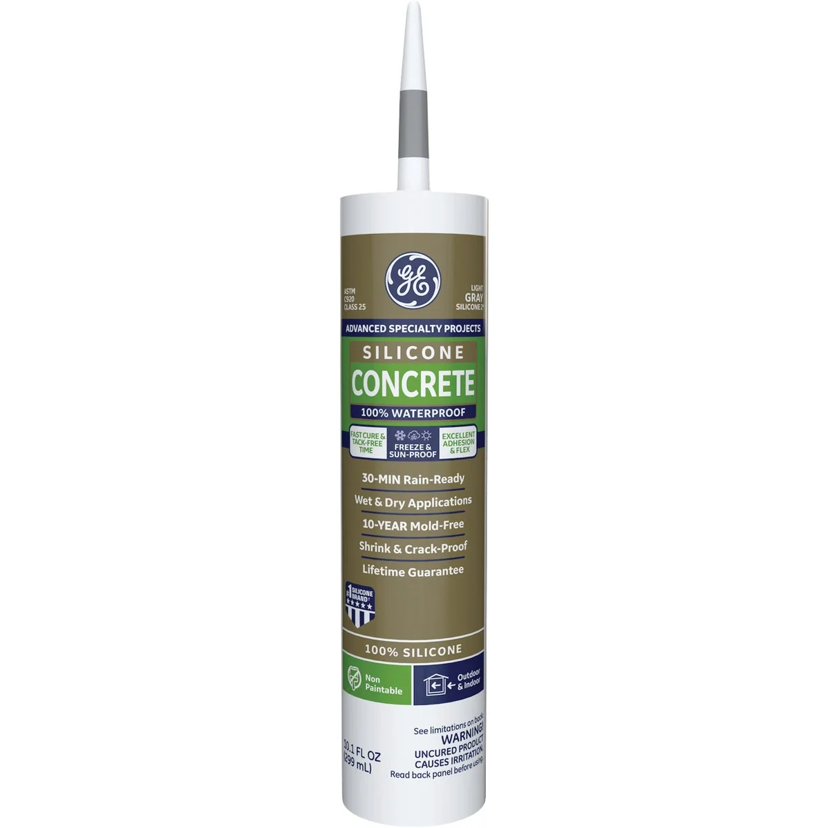 Functional GE Concrete Silicone 2 Sealant Lt. Gray 10.1oz Detailed