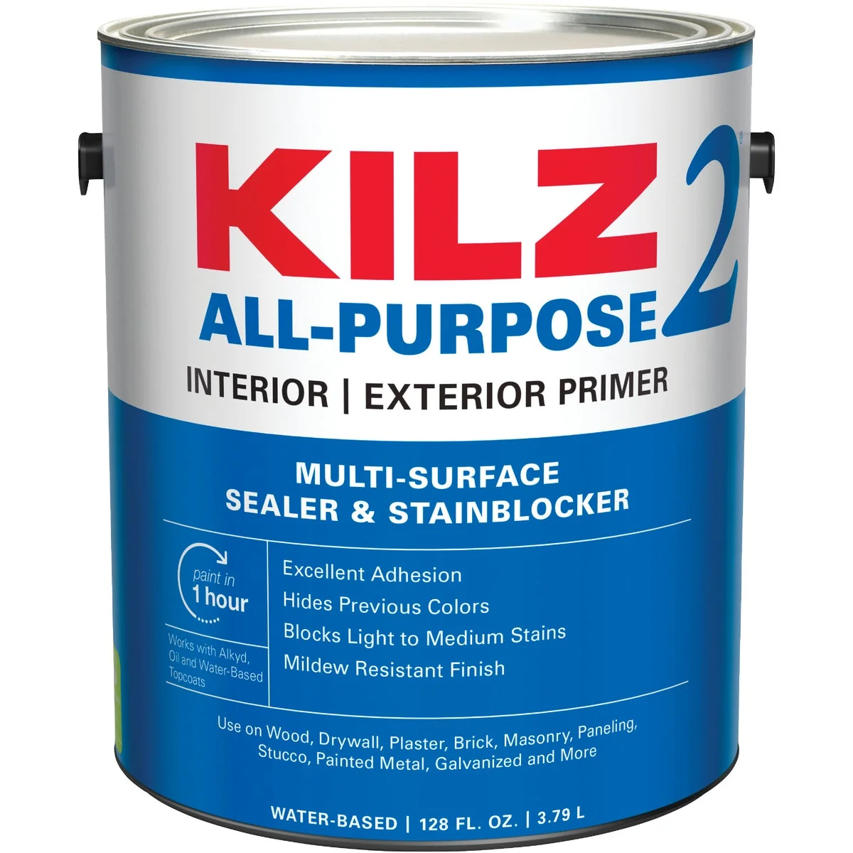 Original KILZ 2 Latex Interior Exterior Sealer Stain Blocking Primer White 1 Gal. Fine Crafted