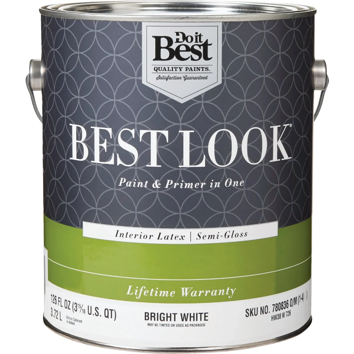Sophisticated Look Latex Paint Primer In One Semi-Gloss Interior Wall Paint Bright White 1 Gal. Genuine