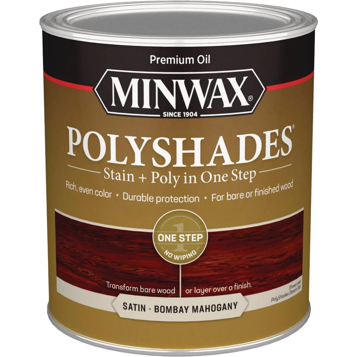 Premium Minwax Polyshades 1 Qt. Satin Stain Finish Polyurethane In 1-Step Bombay Mahogany Classic