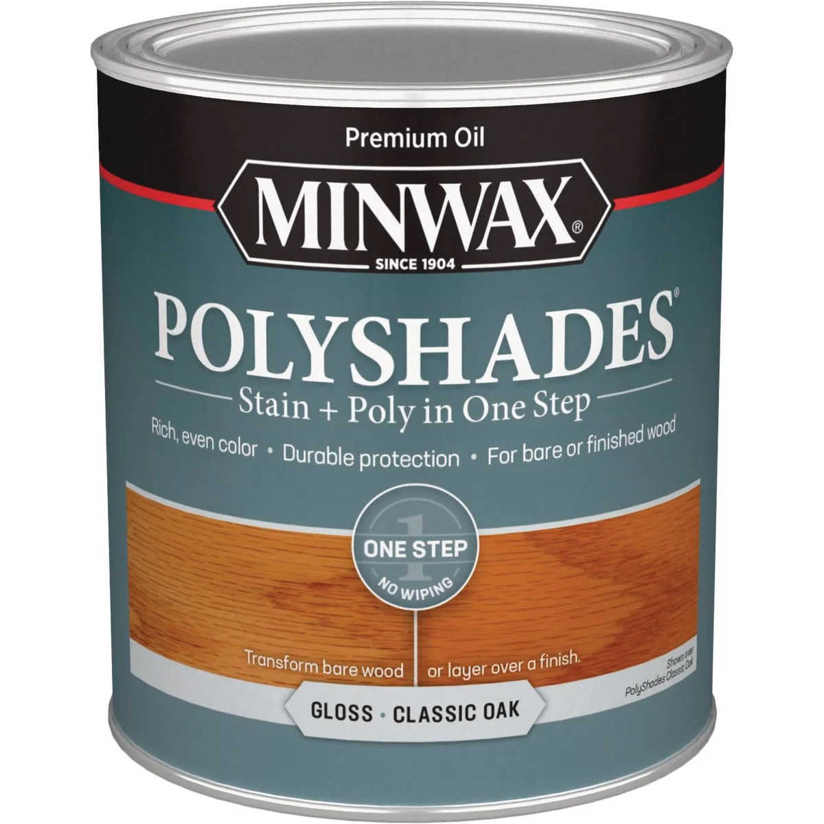 Easy-to-Use Minwax Polyshades 1 Qt. Gloss Stain Finish Polyurethane In 1-Step Classic Oak Traditional