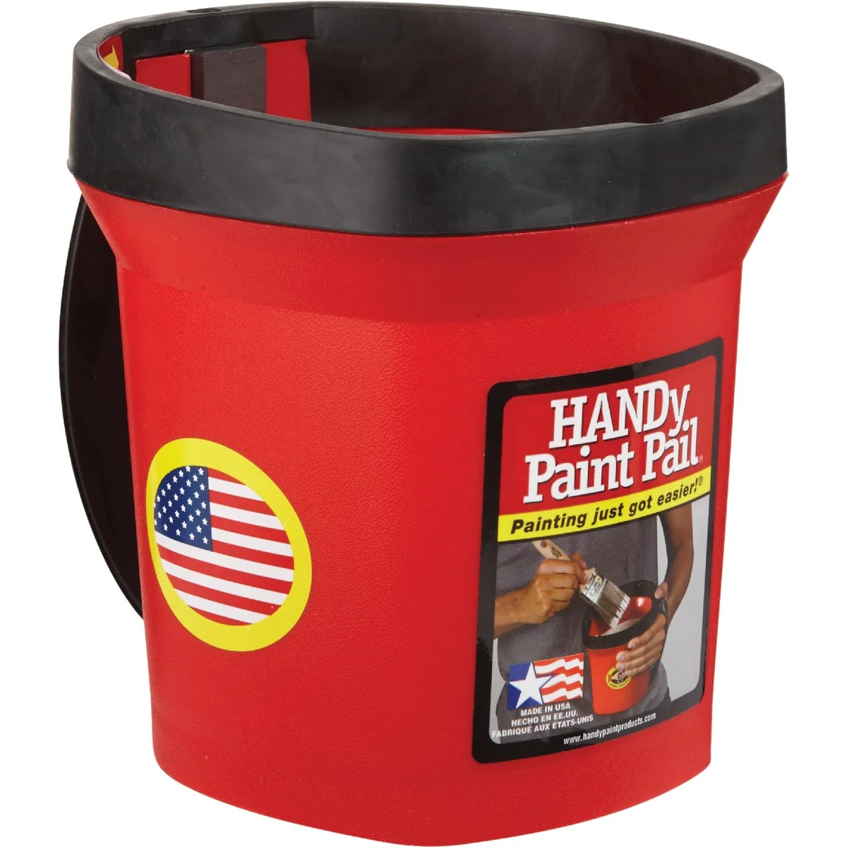 Dependable HANDy Paint Pail 1 Qt. Red Painter's Bucket w Adjustable Strap And Magnetic Brush Holder Pure