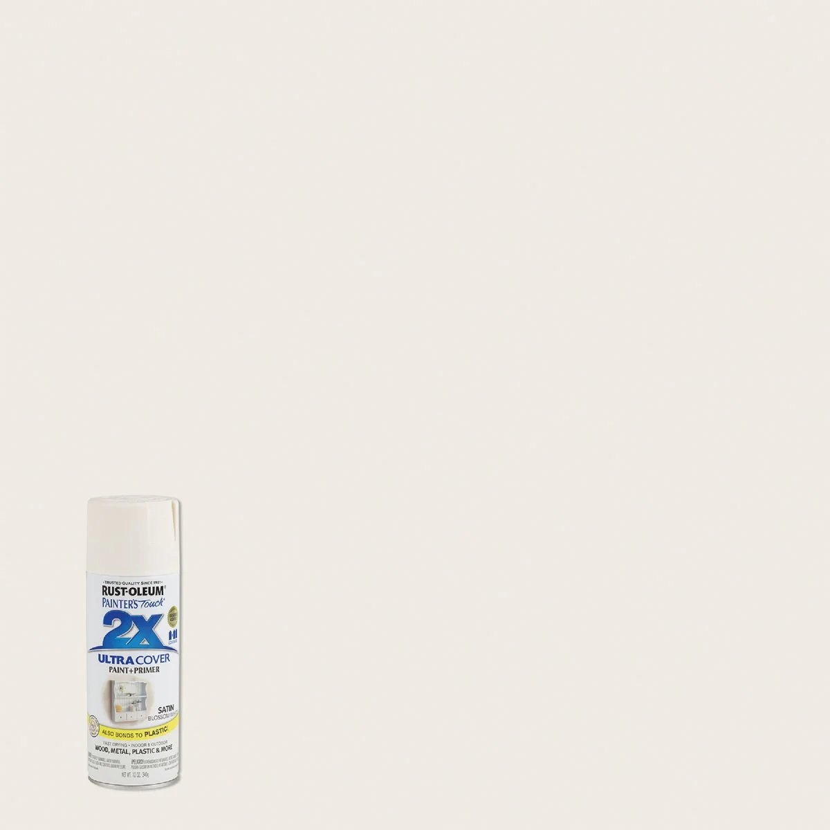 Environmentally Friendly Rust-Oleum Painter's Touch 2X Ultra Cover 12 Oz. Satin Paint Primer Spray Paint Blossom White Original
