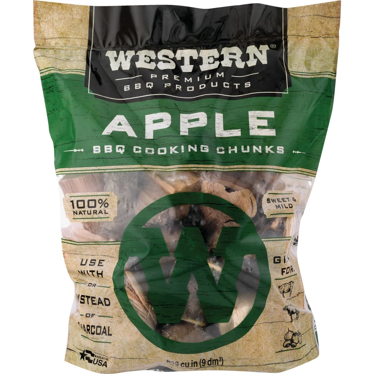 Breathable Western 549 Cu. In. Apple Wood Smoking Chunks Flexible