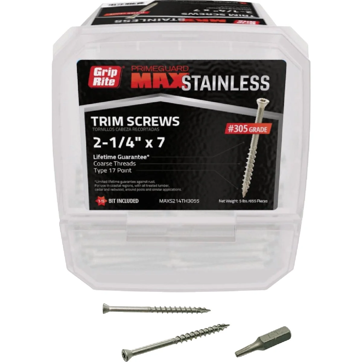 Safe Grip-Rite Max 2-1 4 In. T17 ST15 305 Stainless Steel Trim Screw 5 Lb. Environmentally Friendly