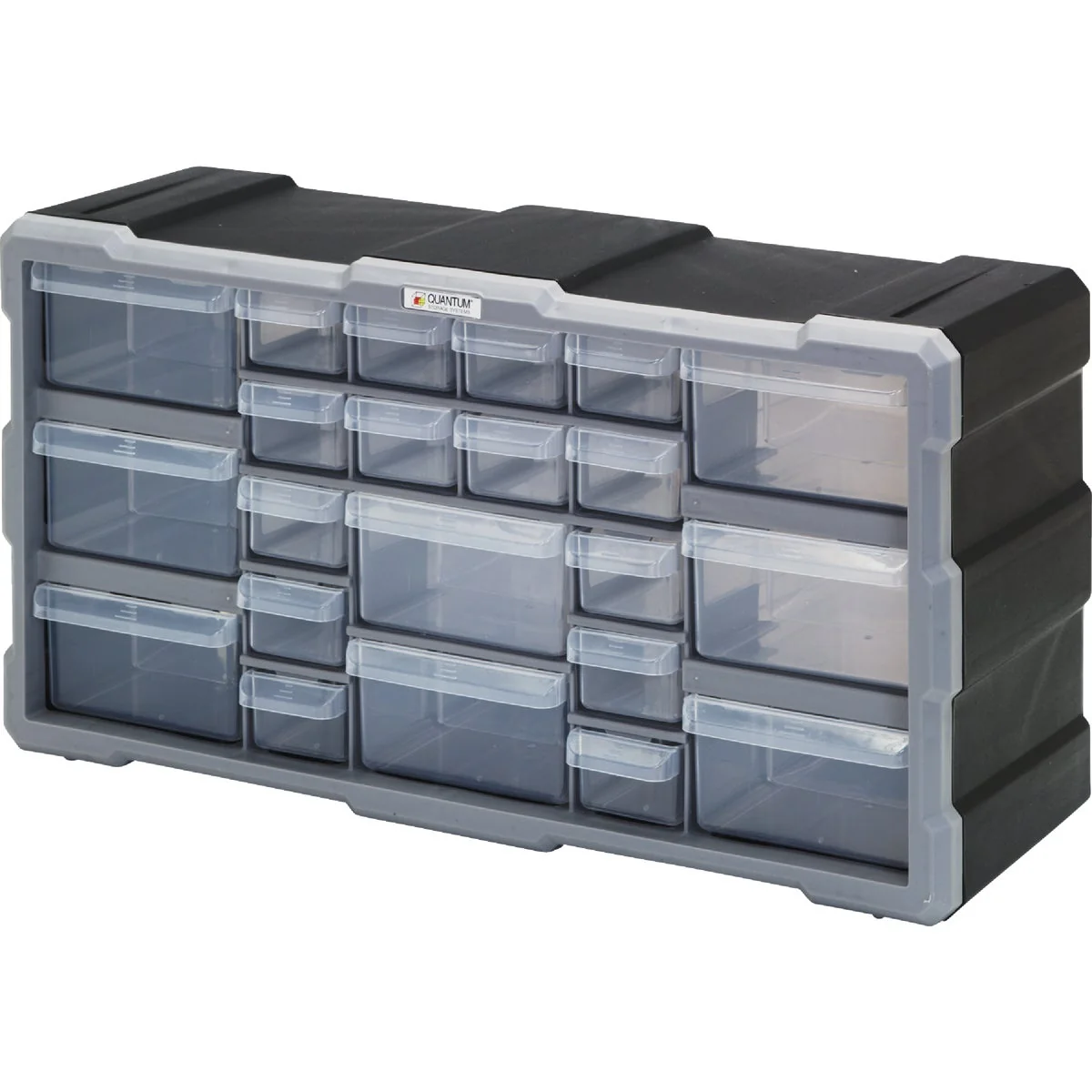 Classic Quantum Storage 22-Drawer Clear Plastic Parts Drawer Cabinet Detailed
