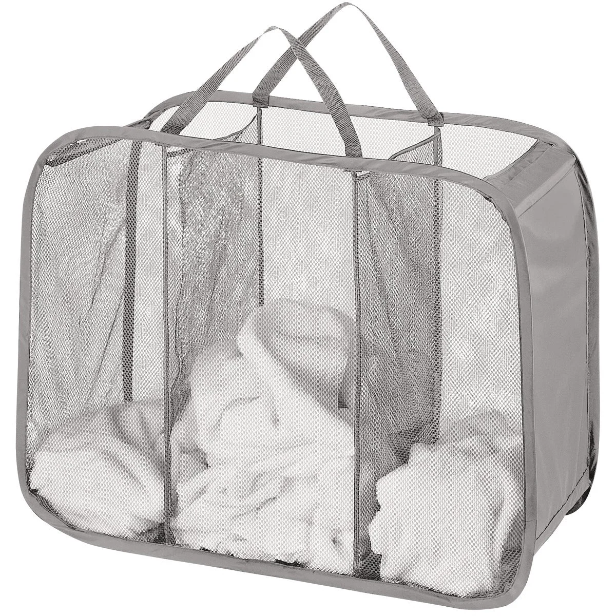 Comfortable Whitmor Gray Pop and Fold 3-Bin Laundry Sorter Hamper Genuine