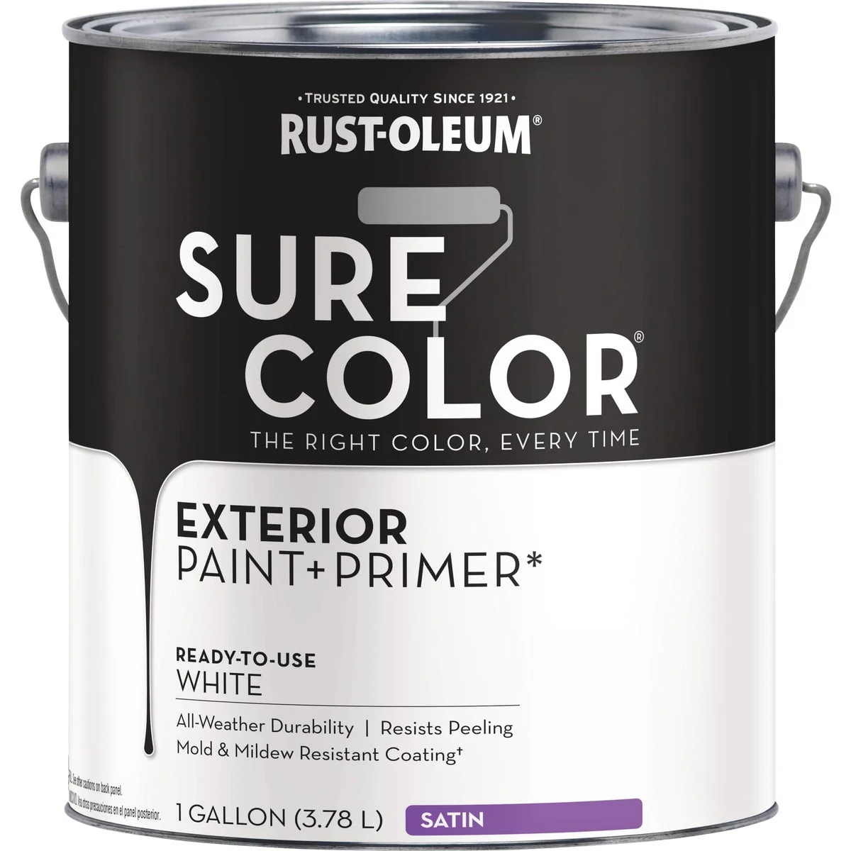 Long-Lasting Rust-Oleum Sure Color Exterior Paint and Primer White Satin 1 Gal Comfortable