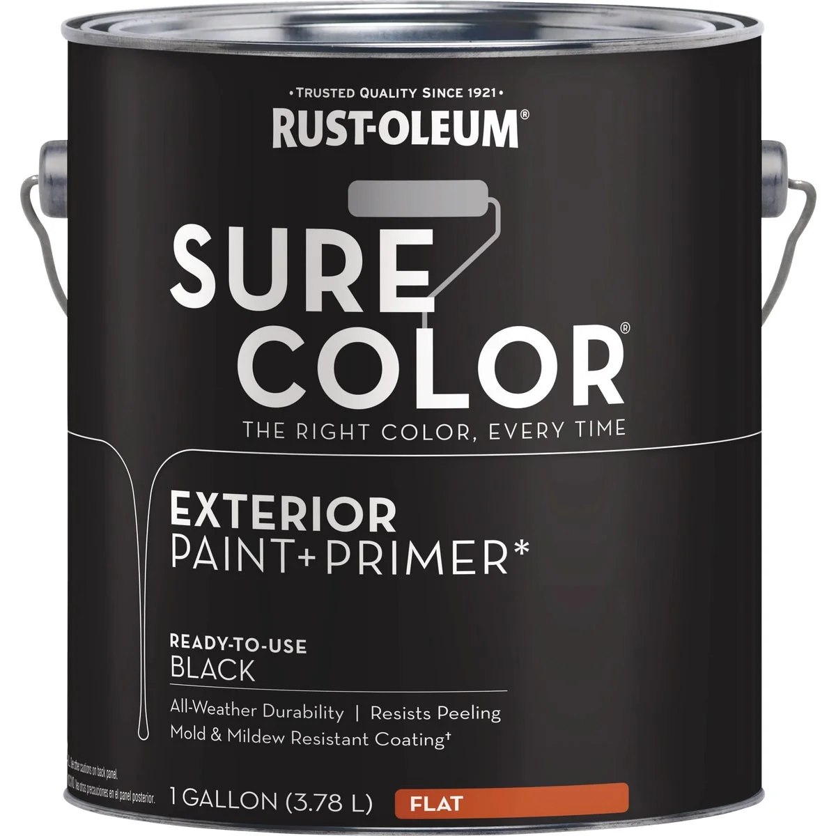 Versatile Rust-Oleum Sure Color Exterior Paint and Primer Black Flat 1 Gal Secure