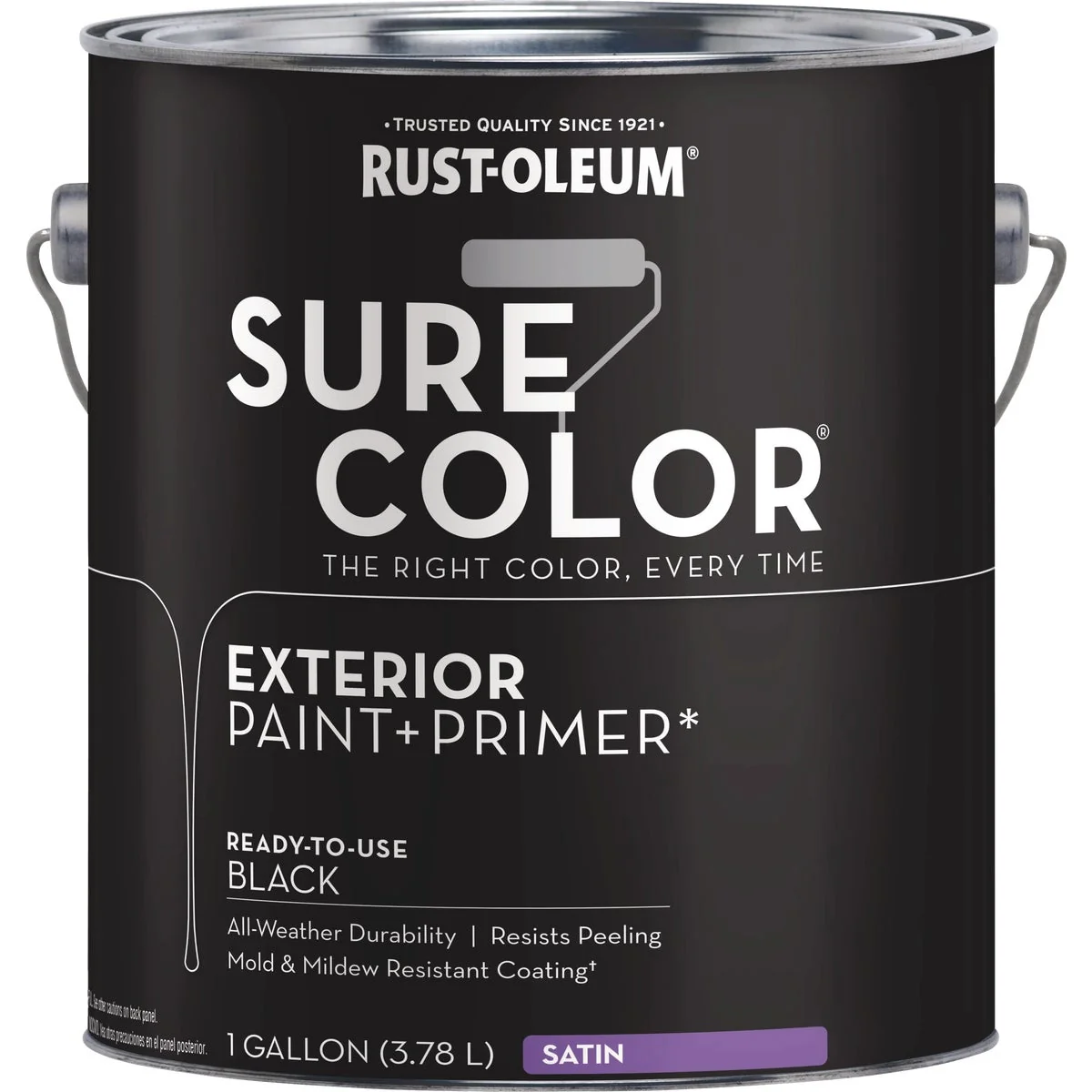 Certified Rust-Oleum Sure Color Exterior Paint and Primer Black Satin 1 Gal Recyclable