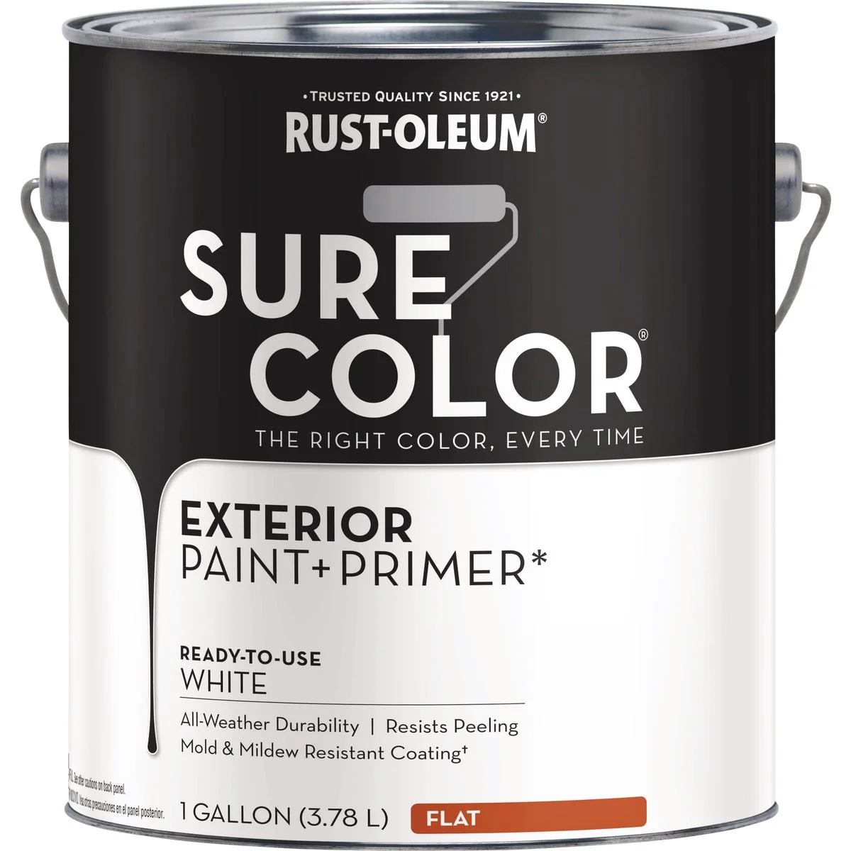 Authentic Rust-Oleum Sure Color Exterior Paint and Primer White Flat 1 Gal Functional