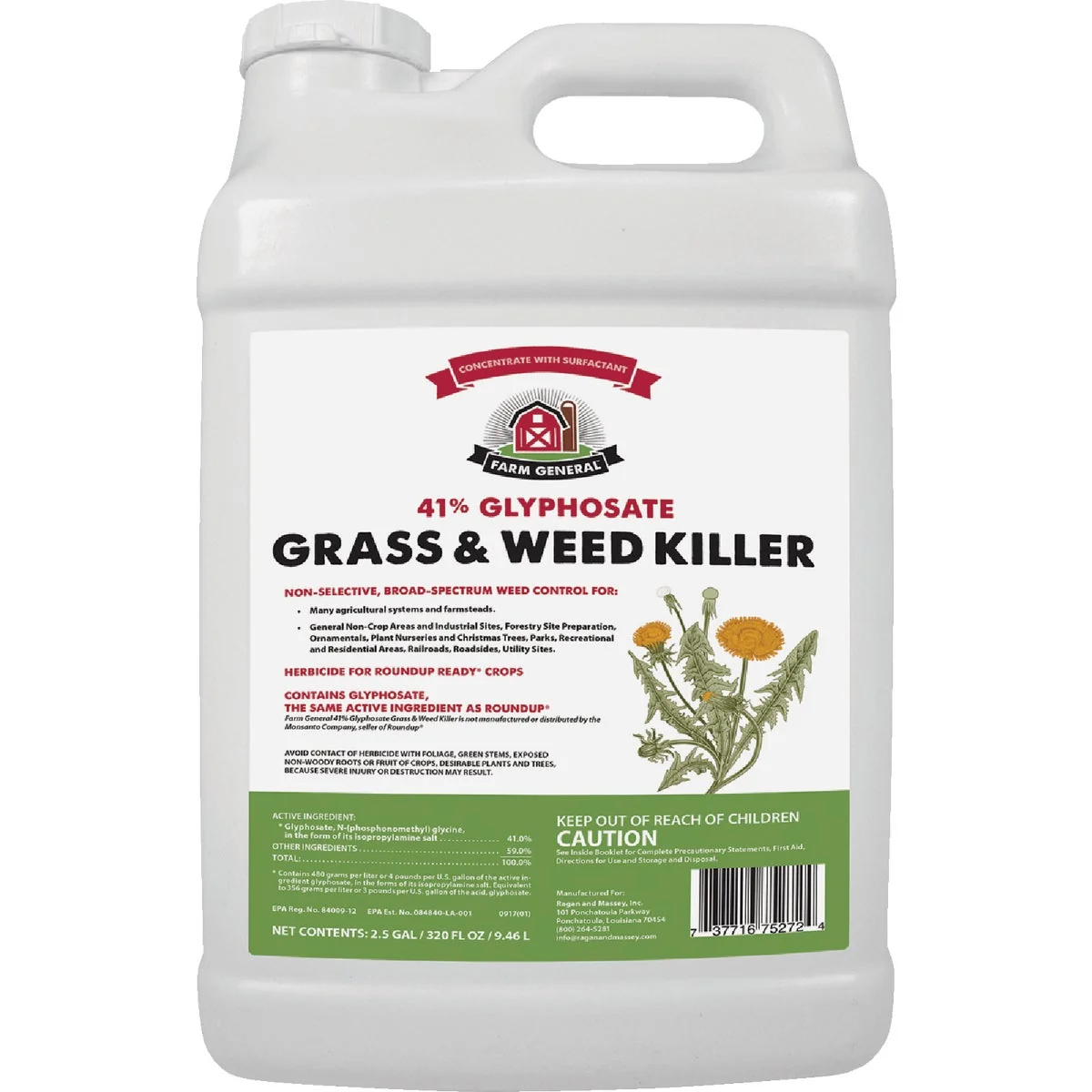 Fine Crafted Farm General 2.5 Gal. Concentrate Weed Grass Killer Certified