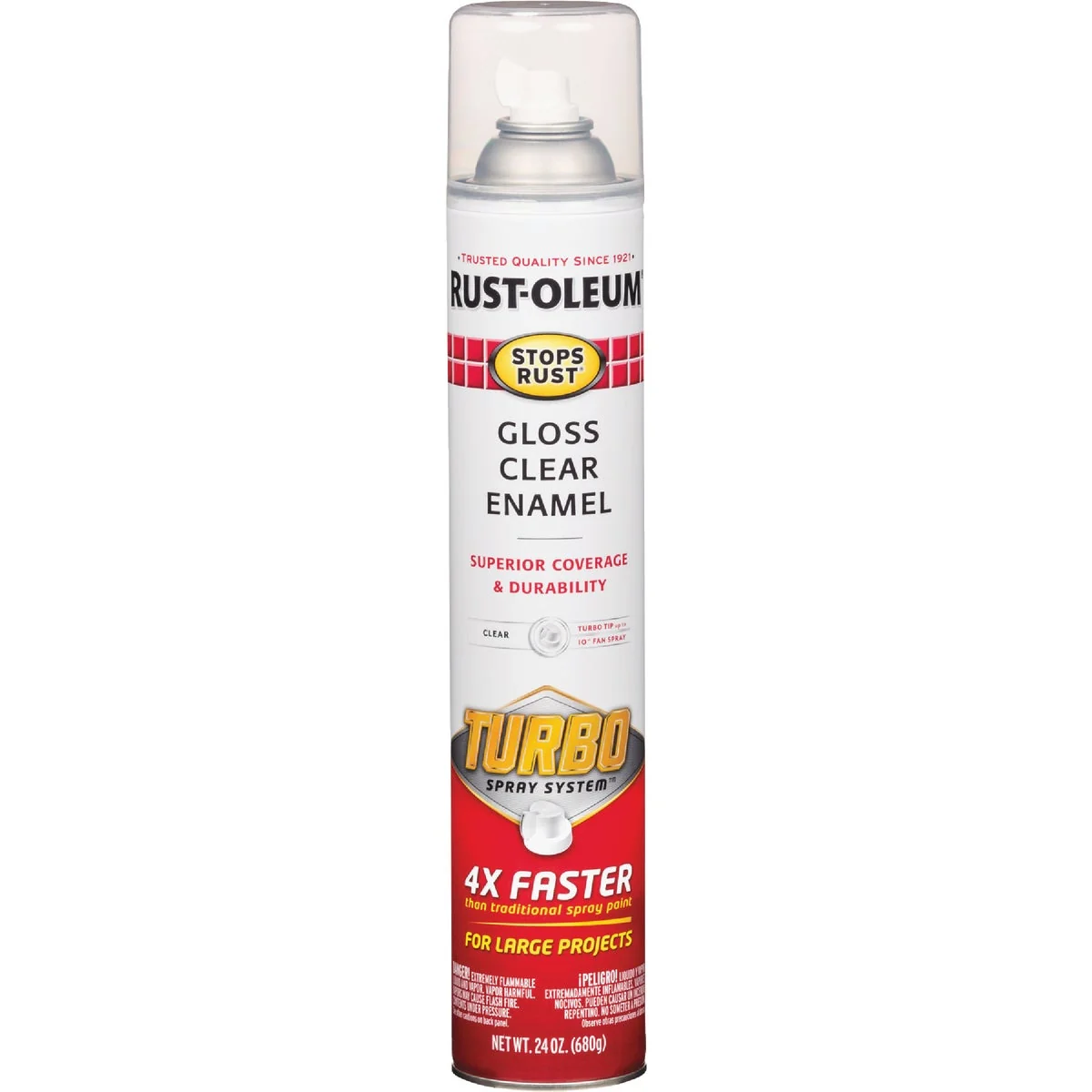 Professional Rust-Oleum Stops Rust 24 Oz. Gloss Clear Turbo Spray Paint Specialty