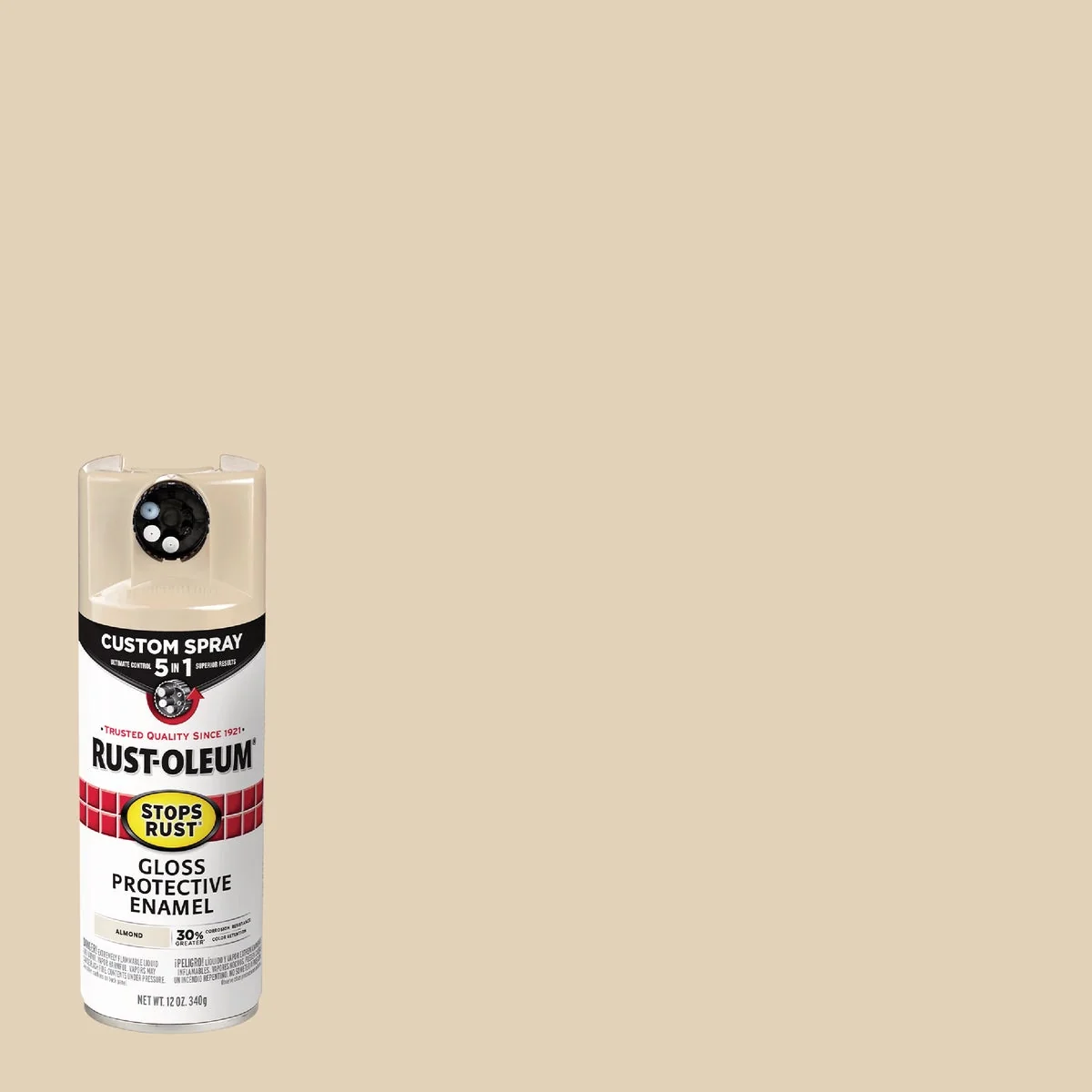 Recyclable Rust-Oleum Stops Rust 12 Oz. Custom Spray 5 in 1 Gloss Spray Paint Almond Clean