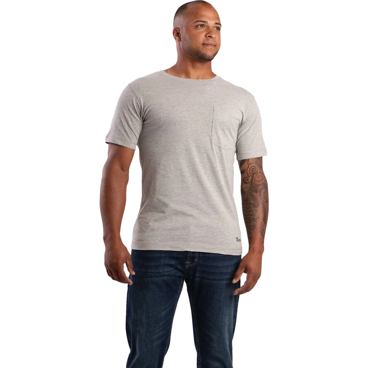 Exceptional Berne Performance Men's Tall XL Heather Gray Short Sleeve Pocket T-Shirt Optimized