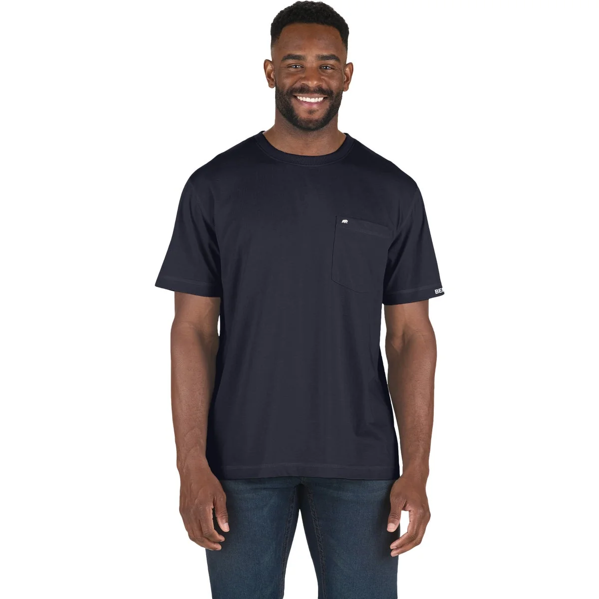 Soft Berne Performance Men's Tall Large Navy Short Sleeve Pocket T-Shirt Official