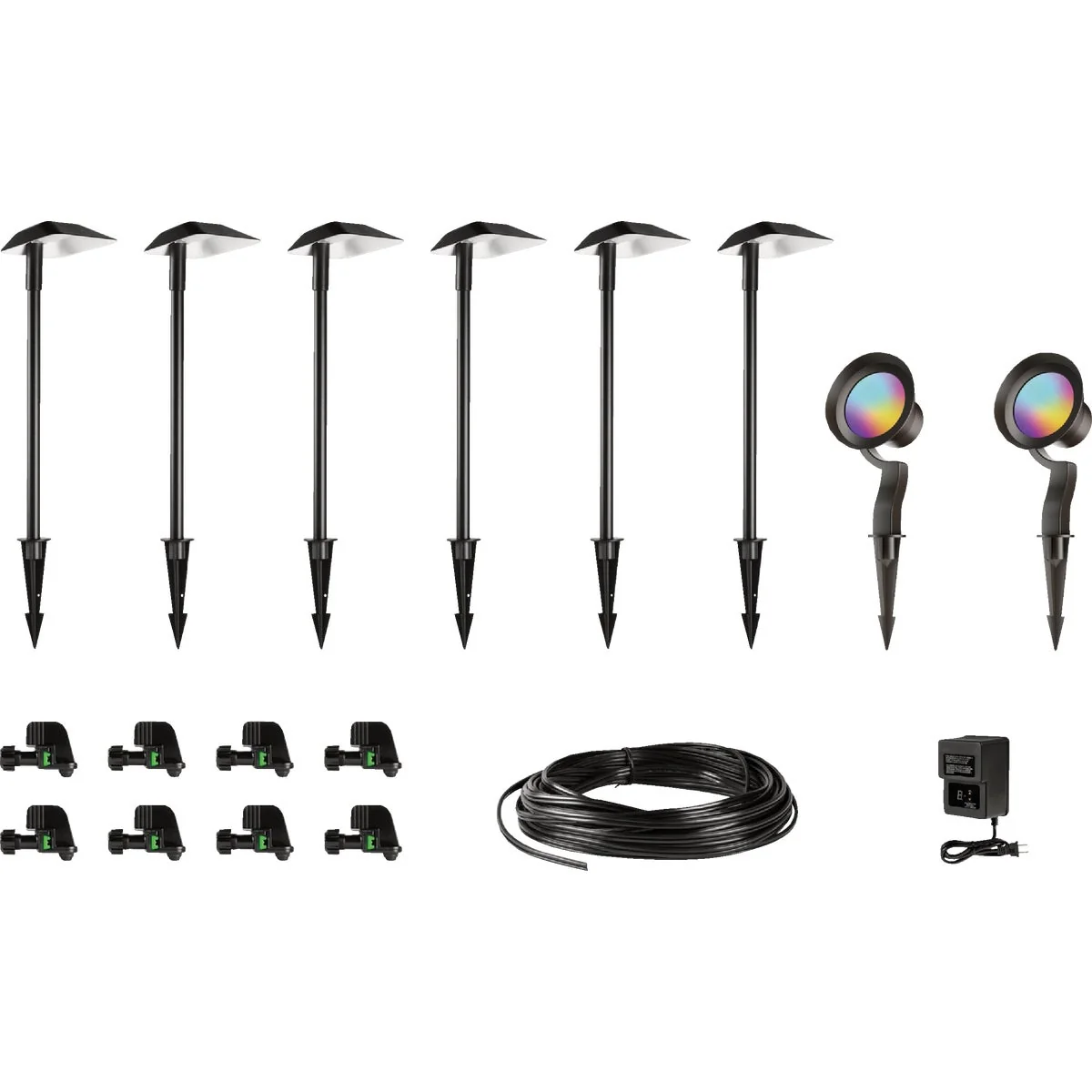 Eco-Friendly Nebo LED Espresso All-Weather Metal Sleek Style Low Voltage Landscape Path Light Kit 8-Piece Smart