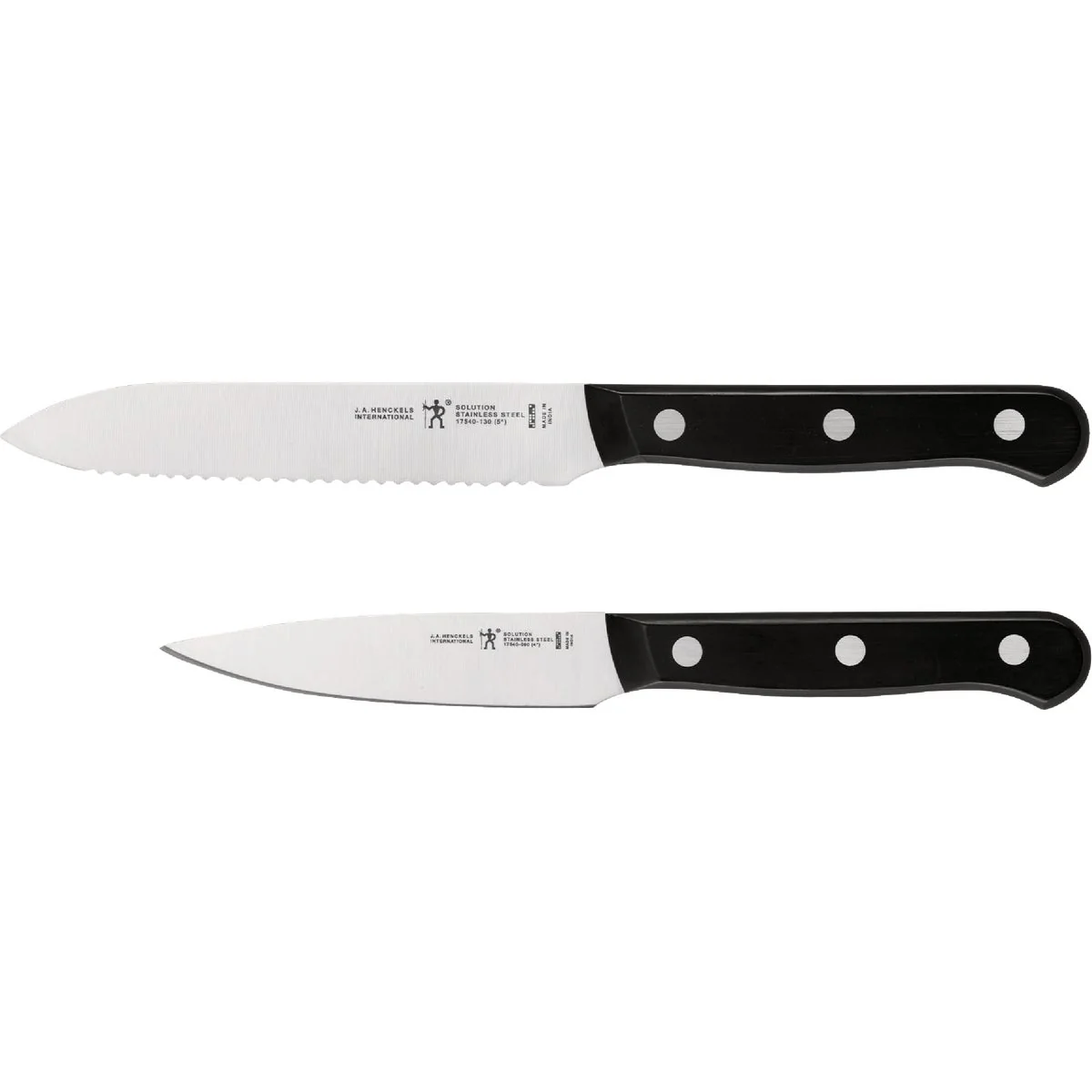 Luxury J. A. Henckels International Solution 2-Piece Prep Knife Set with Paring Knife and Serrated Utility Knife Classic