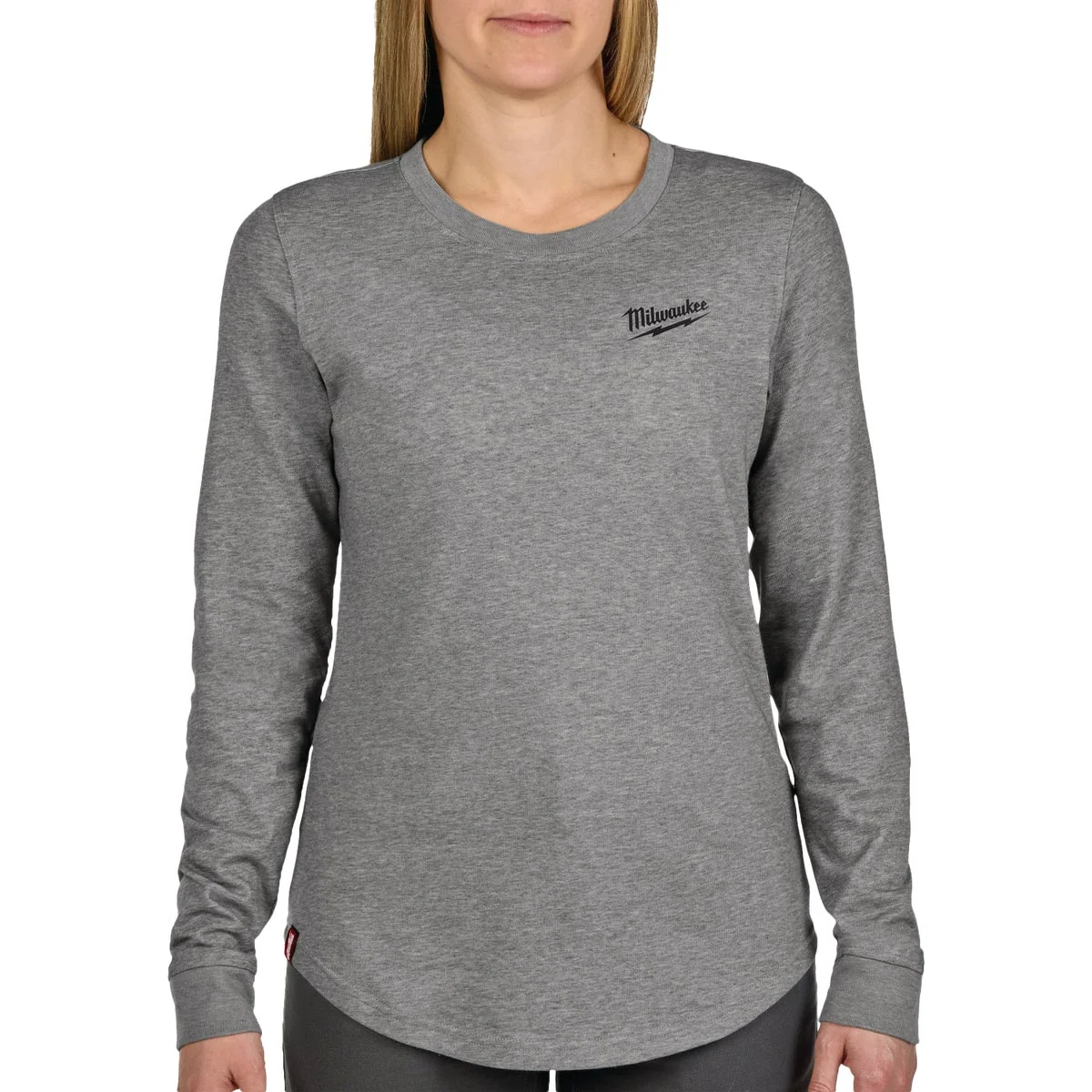 Solid Milwaukee FLEX Women's Large Gray Long Sleeve Hybrid T-Shirt Organic