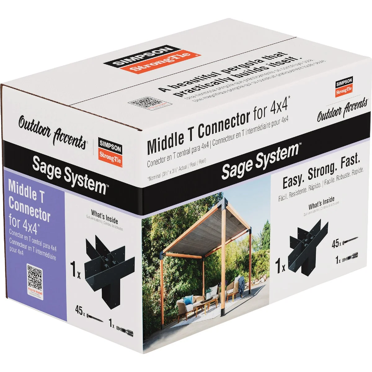 Flexible Simpson Strong-Tie Outdoor Accents Sage System Black Powder-Coated Middle-T Connector for 4x4 with Screws Luxury