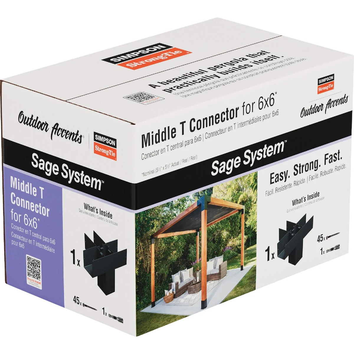 Optimized Simpson Strong-Tie Outdoor Accents Sage System Black Powder-Coated Middle-T Connector for 6x6 with Screws Powerful