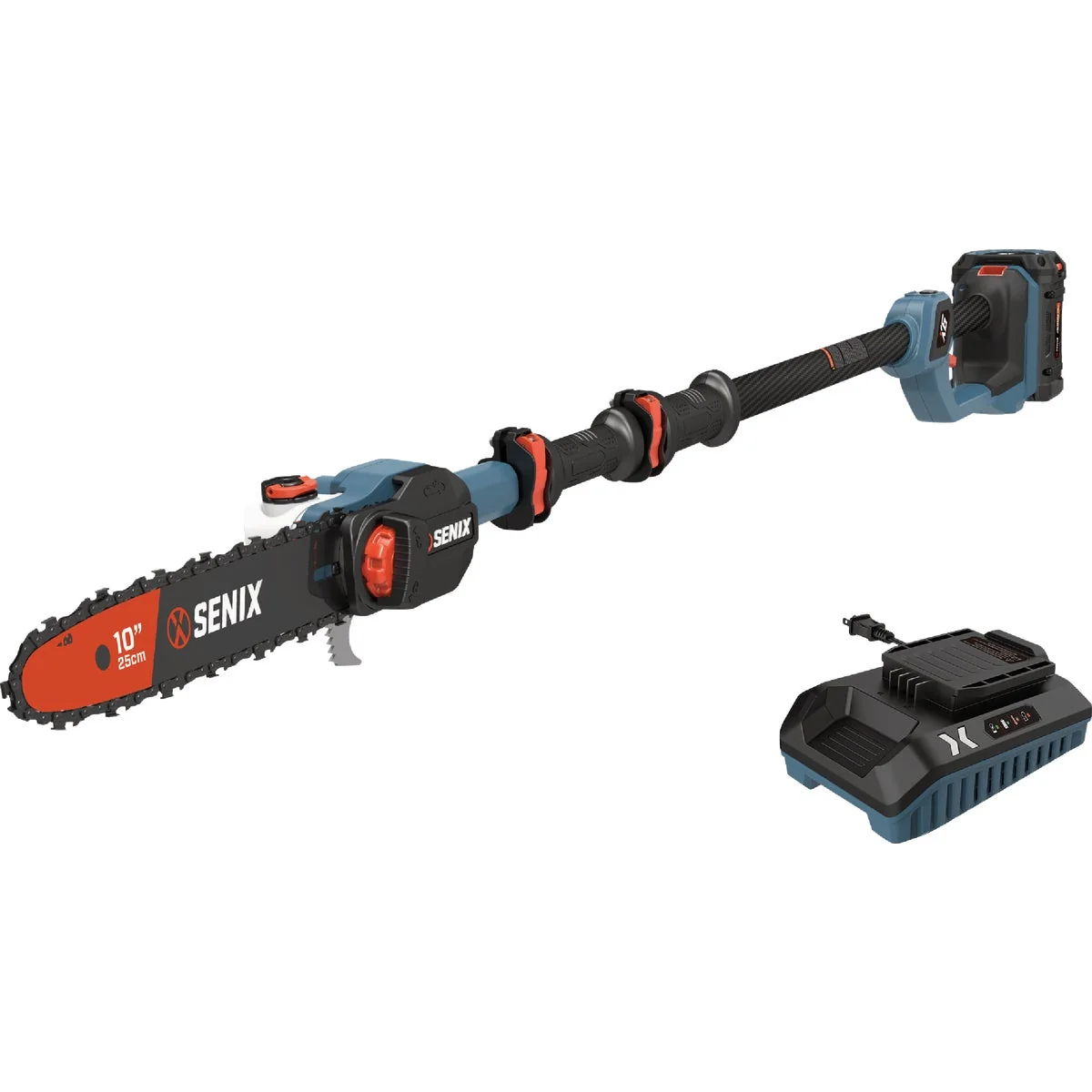 Fine Crafted Senix X6 60V Max 10 In. Brushless Cordless Pole Saw Kit with 3.0 Ah Battery Charger High-Performance