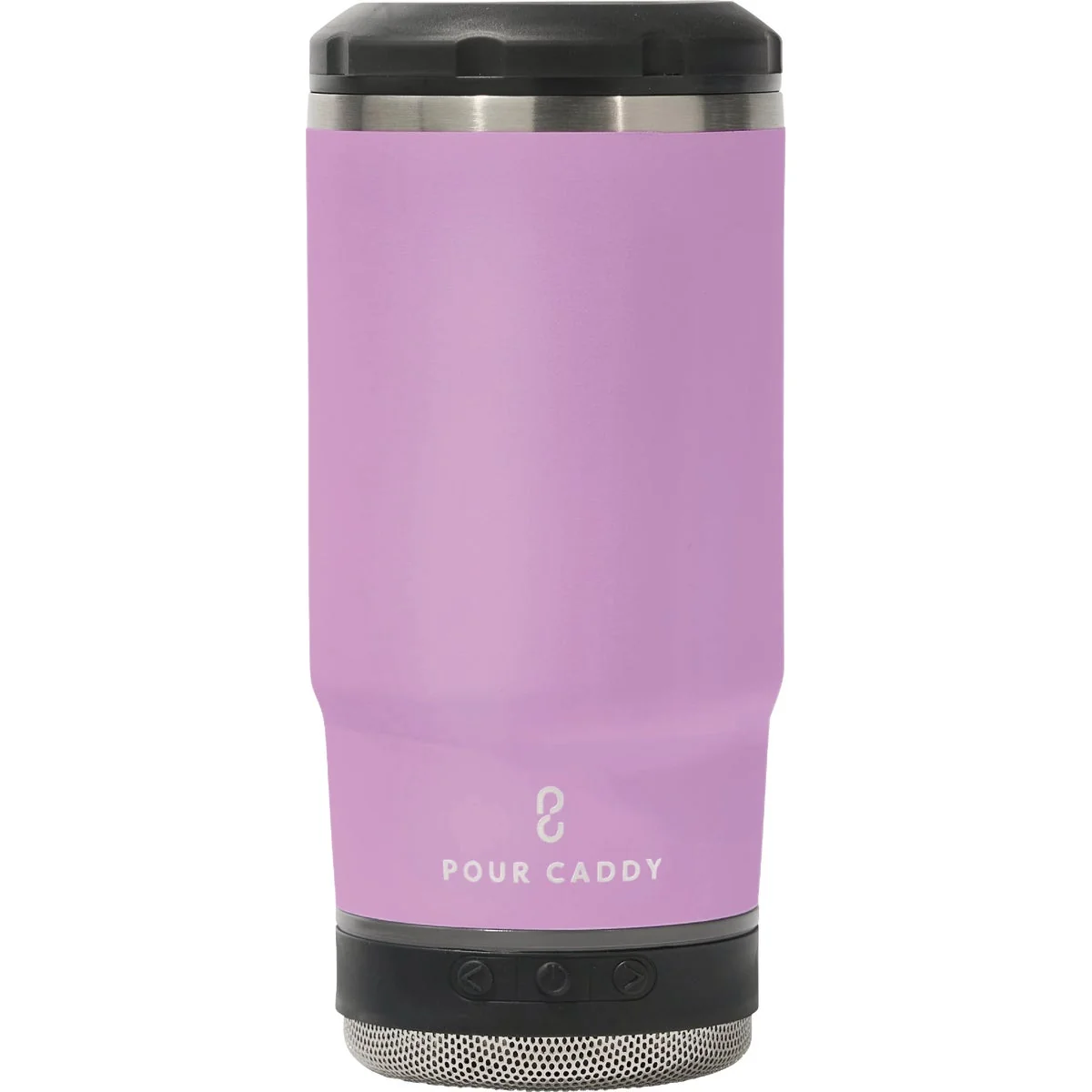 Traditional Pour Caddy Chill Brew 14 Oz. Pink Insulated Drink Holder with Speaker Durable