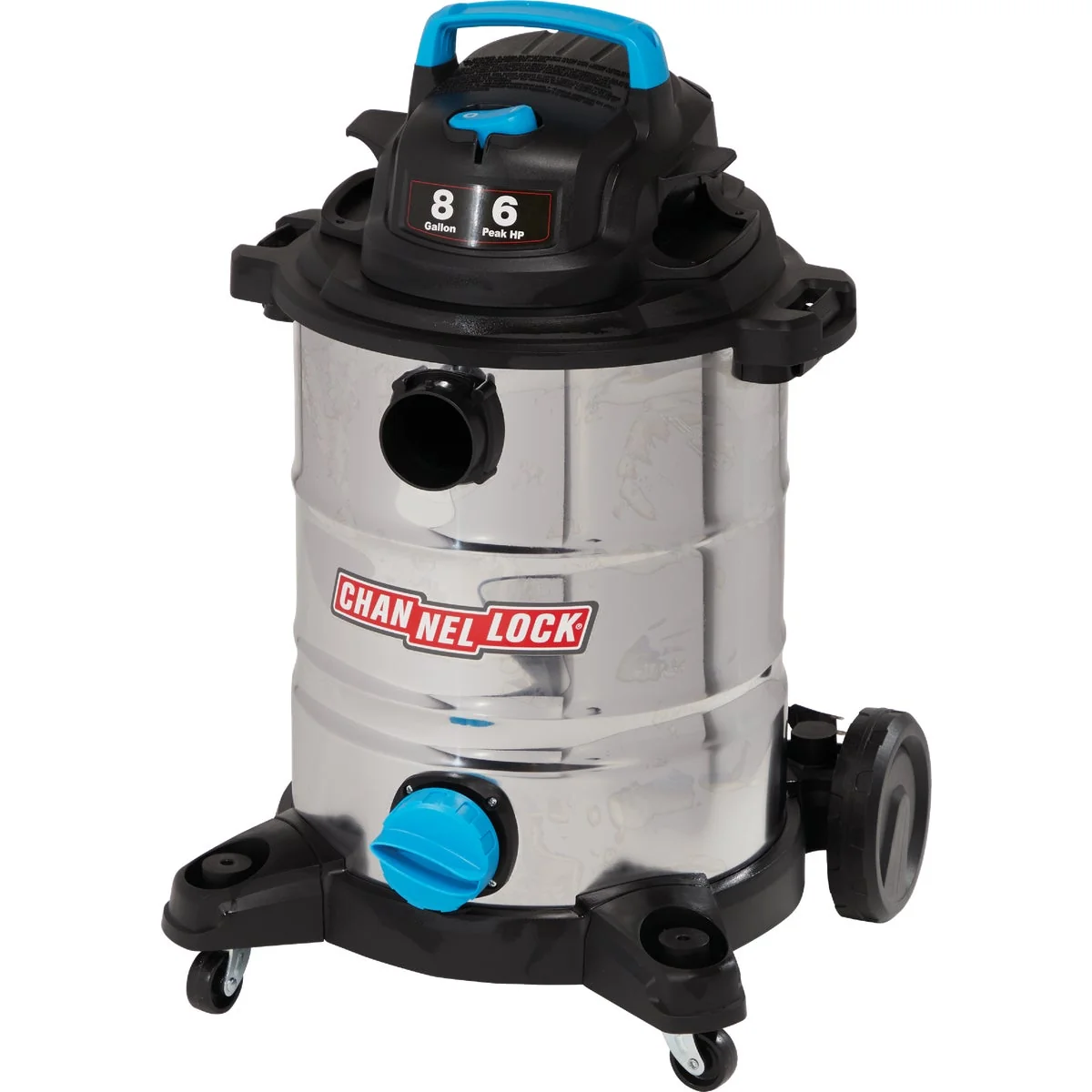Selected Channellock 8 Gal. 6.0-Peak HP Stainless Steel Wet Dry Vacuum Easy-to-Use