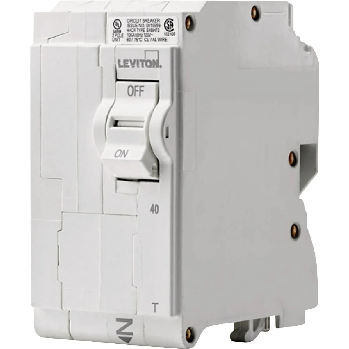 Safe Leviton 40A Double-Pole Plug-On Standard Branch Thermal Magnetic Trip Circuit Breaker Specialty