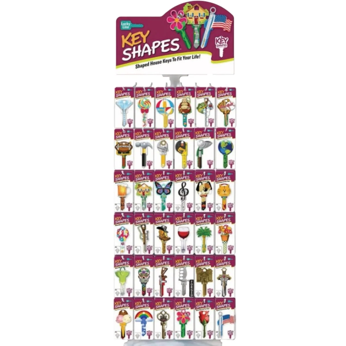 Safe Lucky Line Key Shapes Revolving Counter Display with Extension 360-Piece Breathable