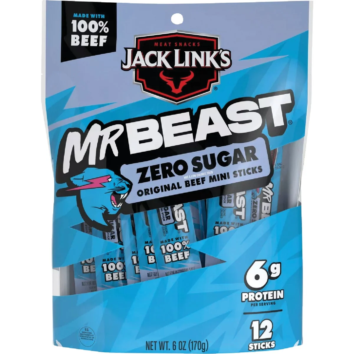 Smart Jack Links 6 Oz. Zero Sugar Beef Sticks 12-Pack Contemporary